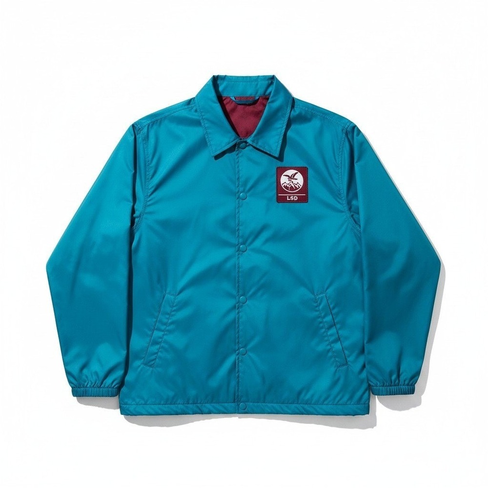 LRG Coaches Jacket XL Teal Blue Fleece Lined Lifted Research Group Windbreaker